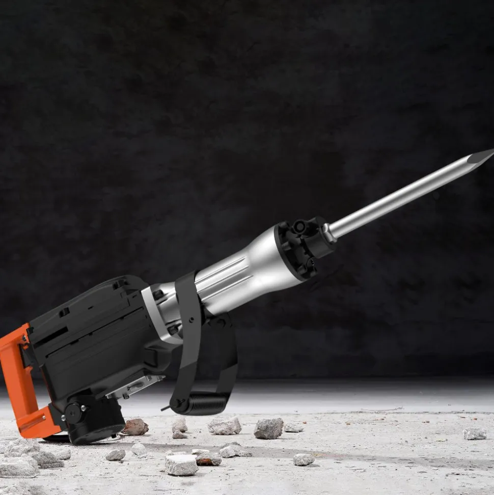 VEVOR Demolition Jack Hammer, 2200W Electric Jackhammer Heavy Duty, 1350 BPM Concrete Breaker, 2pcs Chisels Bit Chipping with Case, Black