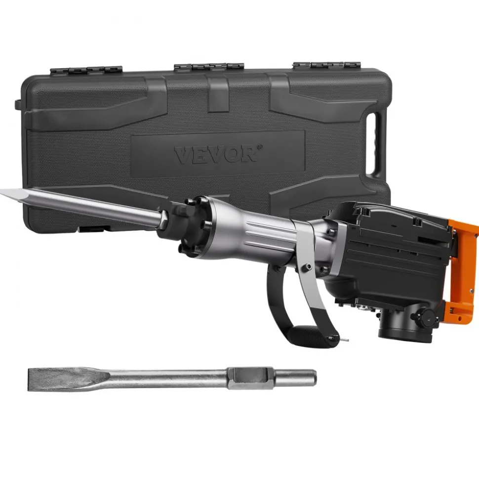 VEVOR Demolition Jack Hammer, 2200W Electric Jackhammer Heavy Duty, 1350 BPM Concrete Breaker, 2pcs Chisels Bit Chipping with Case, Black