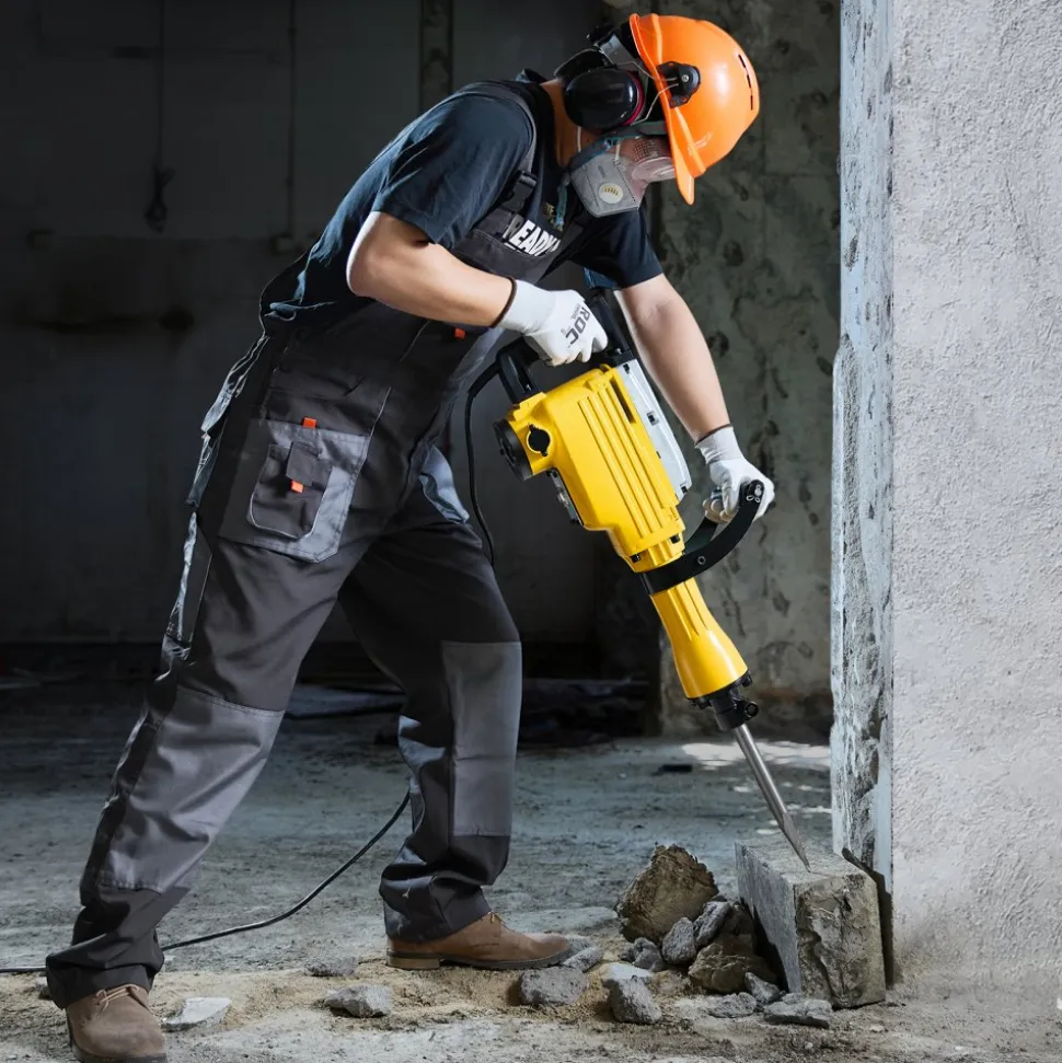 VEVOR Demolition Jack Hammer, 2200W 1350 BPM Jack Hammer Concrete Breaker, Heavy Duty Electric Jack Hammer 4pcs Chisels Bit with Gloves, 360° Swiveling Front Handle for Trenching and Breaking Holes
