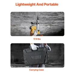 VEVOR Demolition Jack Hammer, 1400W Electric Jackhammer Heavy Duty, 2900 BPM Jack Hammer Concrete Breaker, with 1 Point Chisel, 1 Flat Chisel, Storage Case, Gloves and Goggles, for Demolition
