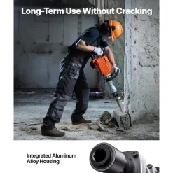 VEVOR Demolition Jack Hammer, 2200W Electric Jackhammer Heavy Duty, 1350 BPM Concrete Breaker, 2pcs Chisels Bit Chipping with Case
