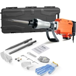 VEVOR Demolition Jack Hammer, 2200W Electric Jackhammer Heavy Duty, 1350 BPM Concrete Breaker, 2pcs Chisels Bit Chipping with Case