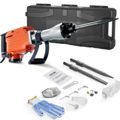 VEVOR Demolition Jack Hammer, 2200W Electric Jackhammer Heavy Duty, 1350 BPM Concrete Breaker, 2pcs Chisels Bit Chipping with Case