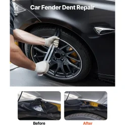 VEVOR Dent Puller Kit, Paintless Car Dent Removal Tool, Auto Fender Damage Repair Puller Lifter with Curved Rod, Crowbar, Rubber Hammer, Airbag, Detachable & Repair Pens, Replacement Heads Tools Kit