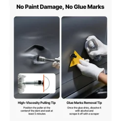 VEVOR Dent Puller Kit, 61 PCS Paintless Dent Removal Kit with Golden Lifter, Slide Hammer T-Bar, Glue Gun, Auto Body Hail Damage Repair Remover Tools for Car Refrigerator Large Small Door Ding Repair