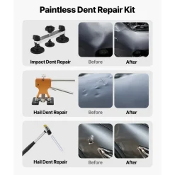 VEVOR Dent Puller Kit, 60 PCS Paintless Dent Removal Kit with Golden Lifter, Bridge Puller, Rubber Hammer, Glue Gun, Auto Body Hail Damage Repair Remover Tools for Car Refrigerator Door Ding Repair