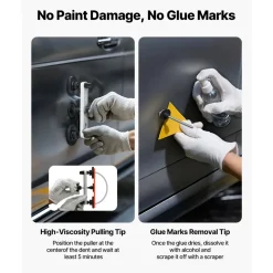 VEVOR Dent Puller Kit, 60 PCS Paintless Dent Removal Kit with Golden Lifter, Bridge Puller, Rubber Hammer, Glue Gun, Auto Body Hail Damage Repair Remover Tools for Car Refrigerator Door Ding Repair