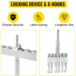 VEVOR Dent Pull Lever Bar 6 Claw Hook Dent Puller Single Leg Lifter Portable Dent Pull Bar Aluminum Alloy for Car Dent Repairing