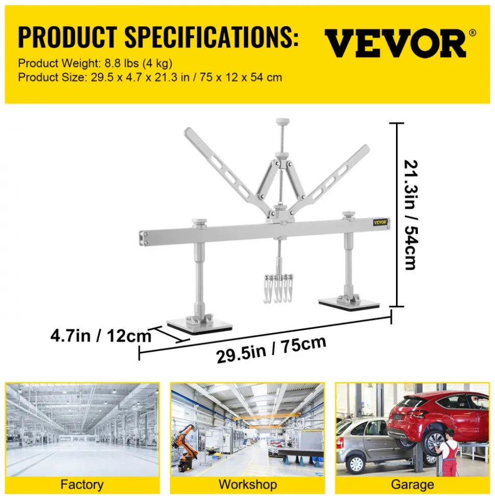 VEVOR Dent Pull Lever Bar Kit Fit for Both Aluminum and Steel Dent Pulling (750MM)