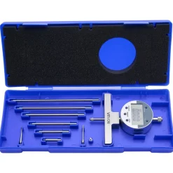 VEVOR Depth Gauge, Depth Micrometer Digital Electronic Indicator 0-22 inch Measuring Range, 0.0005" Resolution, Precision Unit Conversion with 4 Anvils, Measuring Tool for Groove, Step, Hole