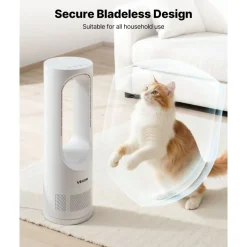 VEVOR Desk Fan Bladeless, 17 inch Office Table Fan Small Quite, 5 Speeds Adjustment, 0-9H Timer, 60-Degree Oscillation, Touch Control, Easy to Clean, Portable for Office, Living Room, Bedroom