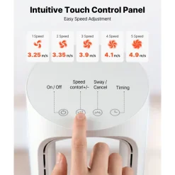 VEVOR Desk Fan Bladeless, 17 inch Office Table Fan Small Quite, 5 Speeds Adjustment, 0-9H Timer, 60-Degree Oscillation, Touch Control, Easy to Clean, Portable for Office, Living Room, Bedroom