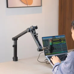 VEVOR Desk-Mounted Microphone Arm, Flexible 360° Rotation, Adjustable Stand with Universal 3/8