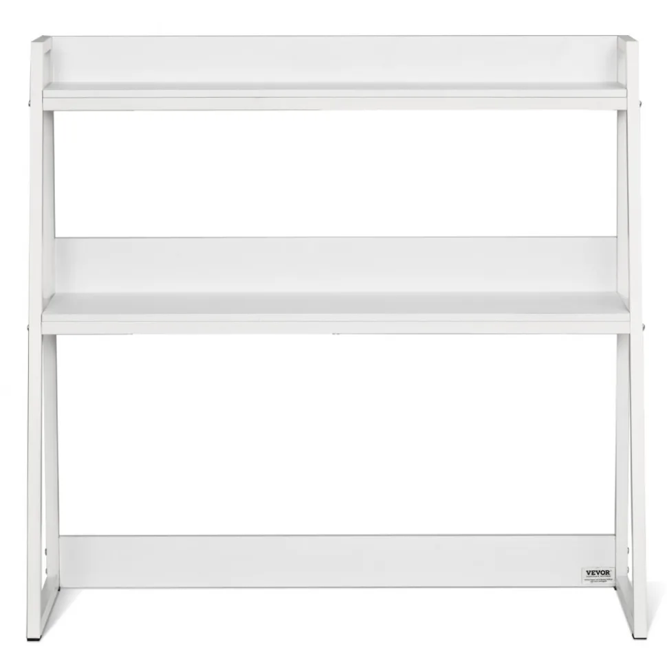 VEVOR Desktop Bookshelf 3-Tier Countertop Storage Hutch with Grid White, for Computer Desk, Metal Frame and Wooden Shelf, with Non-Slip Feet Pads, Desk Hutch Storage Organizer for Dorm, Home, Office