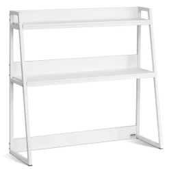 VEVOR Desktop Bookshelf 3-Tier Countertop Storage Hutch with Grid White, for Computer Desk, Metal Frame and Wooden Shelf, with Non-Slip Feet Pads, Desk Hutch Storage Organizer for Dorm, Home, Office