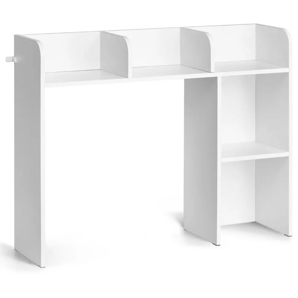 VEVOR Desktop Bookshelf, 2-Tier Desktop Storage Organizer, 37.2" x 9.5" x 28.9" Office Storage Rack Wood Display Shelf, Desktop Bookshelf Hutch with Anti-Slip Feet Pads, for Office, Home & Dorm, White