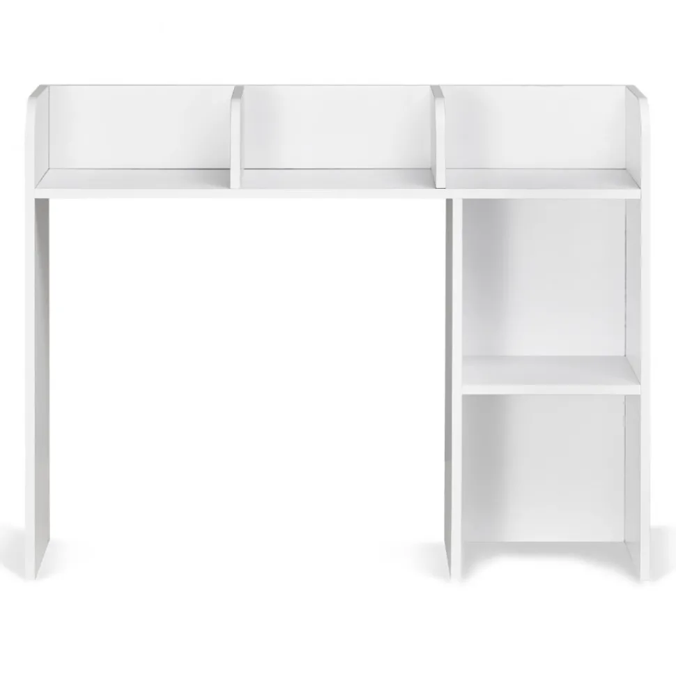 VEVOR Desktop Bookshelf, 2-Tier Desktop Storage Organizer, 37.2" x 9.5" x 28.9" Office Storage Rack Wood Display Shelf, Desktop Bookshelf Hutch with Anti-Slip Feet Pads, for Office, Home & Dorm, White