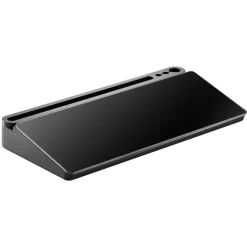 VEVOR Desktop Glass Dry Erase Board 15.8 x 7.1 x 1.9 in Desk Whiteboard, Compartment Storage, Non-Slip Bottom, Ergonomic Angled Design, Desktop Organizer for Office, Home, School Supplies, Black