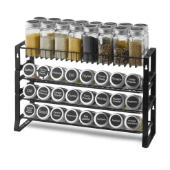 VEVOR Detachable Spice Rack Organizer for Cabinet, 4 Tie Stackable Seasoning Organizer, Spice Jars Kitchen Storage for Countertop Kitchen Pantry Cupboard, 15.8x10.7 in