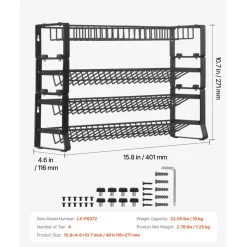 VEVOR Detachable Spice Rack Organizer for Cabinet, 4 Tie Stackable Seasoning Organizer, Spice Jars Kitchen Storage for Countertop Kitchen Pantry Cupboard, 15.8x10.7 in