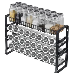 VEVOR Detachable Spice Rack Organizer for Cabinet, 4 Tie Stackable Seasoning Organizer, Spice Jars Kitchen Storage for Countertop Kitchen Pantry Cupboard, 15.8x10.7 in