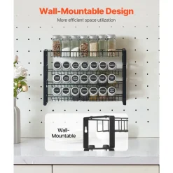 VEVOR Detachable Spice Rack Organizer for Cabinet, 4 Tie Stackable Seasoning Organizer, Spice Jars Kitchen Storage for Countertop Kitchen Pantry Cupboard, 15.8x10.7 in