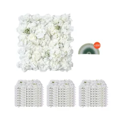 VEVOR 3D Flower Wall Panel, 24 PCS 15 x 15 inch, Artificial Floral Wall Background Mesh Backing Mat,Seamless Design&Easy Installation for Wedding Valentines Day Home Baby Party Backdrop Decor,White