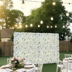 VEVOR 3D Flower Wall Panel, 24 PCS 15 x 15 inch, Artificial Floral Wall Background Mesh Backing Mat,Seamless Design&Easy Installation for Wedding Valentines Day Home Baby Party Backdrop Decor,White