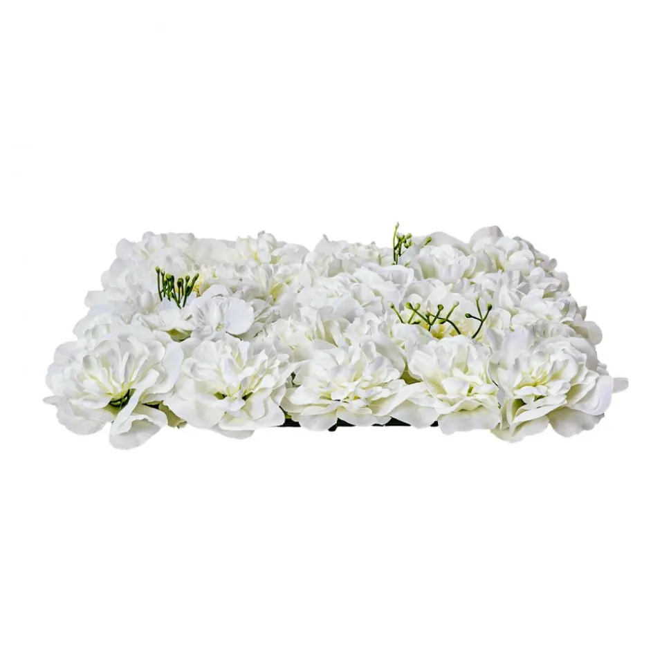 VEVOR 3D Flower Wall Panel, 24 PCS 15 x 15 inch, Artificial Floral Wall Background Mesh Backing Mat,Seamless Design&Easy Installation for Wedding Valentines Day Home Baby Party Backdrop Decor,White