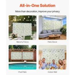 VEVOR 3D Flower Wall Panel, 24 PCS 15 x 15 inch, Artificial Floral Wall Background Mesh Backing Mat,Seamless Design&Easy Installation for Wedding Valentines Day Home Baby Party Backdrop Decor,White