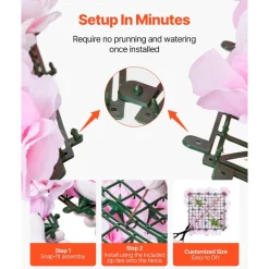 VEVOR 3D Flower Wall Panel, 12 PCS 15 x 15 inch, Artificial Floral Wall Background Mesh Backing Mat,Seamless Design&Easy Installation for Wedding Valentines Day Home Baby Party Backdrop Decor,Pink