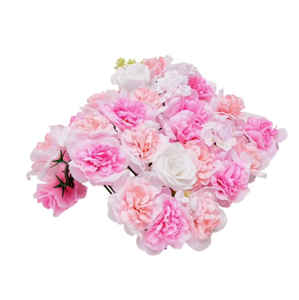 VEVOR 3D Flower Wall Panel, 12 PCS 15 x 15 inch, Artificial Floral Wall Background Mesh Backing Mat,Seamless Design&Easy Installation for Wedding Valentines Day Home Baby Party Backdrop Decor,Pink