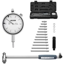 VEVOR Dial Test Indicator and Bore Gauge Measuring Tool Set, Dial Indicator 0.001 inch Accuracy, 2-6 inch Bore Range with Rod, Storage Case, Anvils for Industrial Machining Measurements