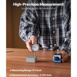 VEVOR Dial Test Indicator, 0.001 inch Accuracy, 0-1 inch Measuring Range, Easy to Read Large Dial, Professional for Internal Diameter Measurement, Runout Detection, Flatness Inspection