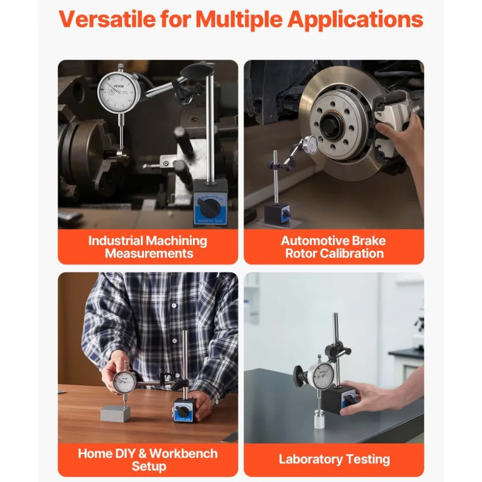 VEVOR Dial Test Indicator, 0.001 inch Accuracy, 0-1 inch Measuring Range, Easy to Read Large Dial, Professional for Internal Diameter Measurement, Runout Detection, Flatness Inspection