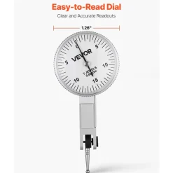VEVOR Dial Test Indicator with Universal Magnetic Base and Storage Case, 0.0005 inch Accuracy, 0-0.03 inch Range, Micro Ball Handle for Narrow Area Measurement, Industrial Machining & Inspection