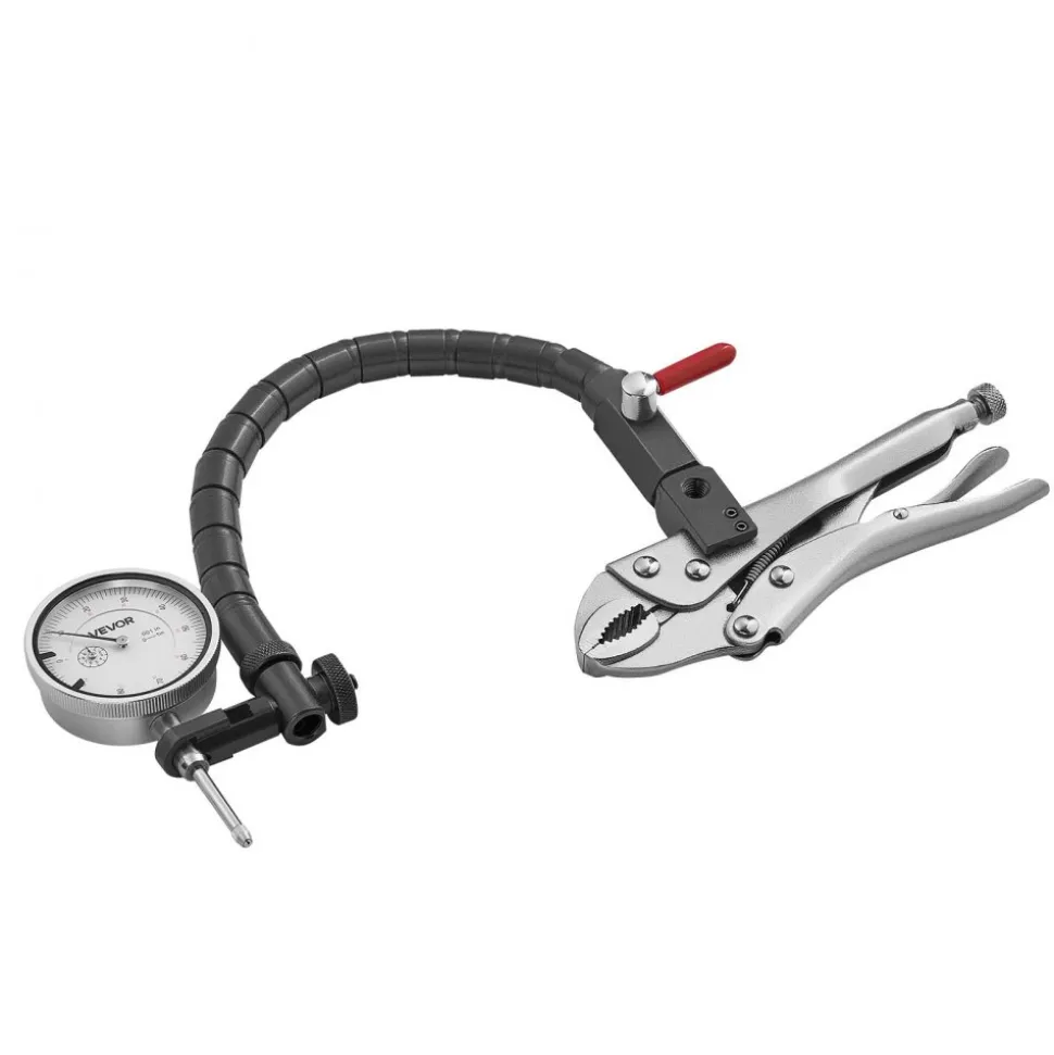 VEVOR Dial Test Indicator with 360-Degree Flexible Arm and 360-Degree Locking Pliers, 0.001 inch Accuracy, 0-1 inch Range, Professional for Machine Set-Up, Narrow Area Measurement, Storage Case