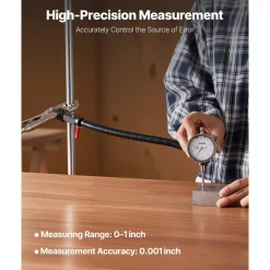 VEVOR Dial Test Indicator with 360-Degree Flexible Arm and 360-Degree Locking Pliers, 0.001 inch Accuracy, 0-1 inch Range, Professional for Machine Set-Up, Narrow Area Measurement, Storage Case