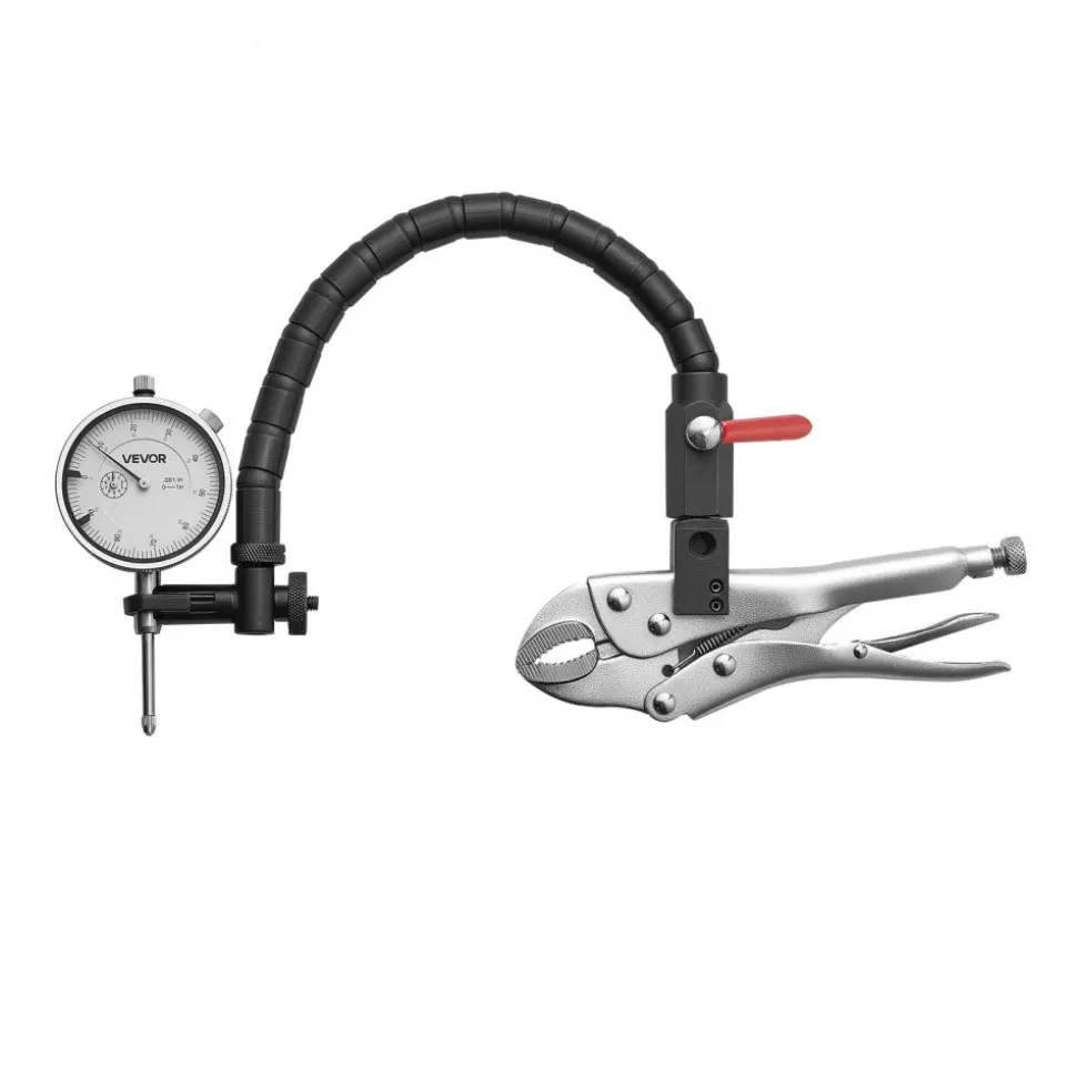 VEVOR Dial Test Indicator with 360-Degree Flexible Arm and 360-Degree Locking Pliers, 0.001 inch Accuracy, 0-1 inch Range, Professional for Machine Set-Up, Narrow Area Measurement, Storage Case