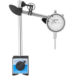 VEVOR Dial Test Indicator with Dual Rod Stand and Storage Case, 0.001 inch Accuracy, 0-1 inch Range, Fine Adjustable Long Arm, Non-Magnetic Centering Rods for Machine Set-Up, Narrow Area Measurement