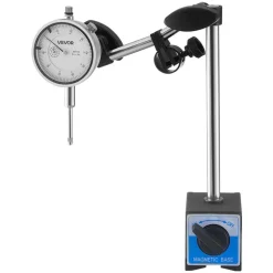 VEVOR Dial Test Indicator with Dual Rod Stand and Storage Case, 0.001 inch Accuracy, 0-1 inch Range, Fine Adjustable Long Arm, Non-Magnetic Centering Rods for Machine Set-Up, Narrow Area Measurement
