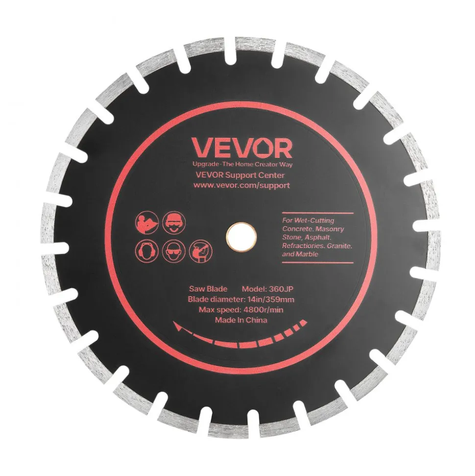 VEVOR Diamond Blades 14 inch, 3-Pack Concrete Saw Blade Set, 1 in Arbor, High-Hardness Diamond Segments, 65Mn Steel Core, Dry Wet Cutting, Clean Edges for Concrete, Masonry, Brick, Stone, Granite