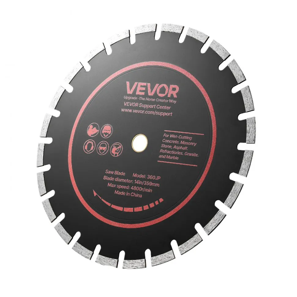 VEVOR Diamond Blades 14 inch, 3-Pack Concrete Saw Blade Set, 1 in Arbor, High-Hardness Diamond Segments, 65Mn Steel Core, Dry Wet Cutting, Clean Edges for Concrete, Masonry, Brick, Stone, Granite