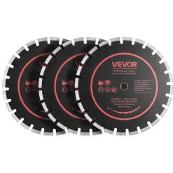 VEVOR Diamond Blades 14 inch, 3-Pack Concrete Saw Blade Set, 1 in Arbor, High-Hardness Diamond Segments, 65Mn Steel Core, Dry Wet Cutting, Clean Edges for Concrete, Masonry, Brick, Stone, Granite