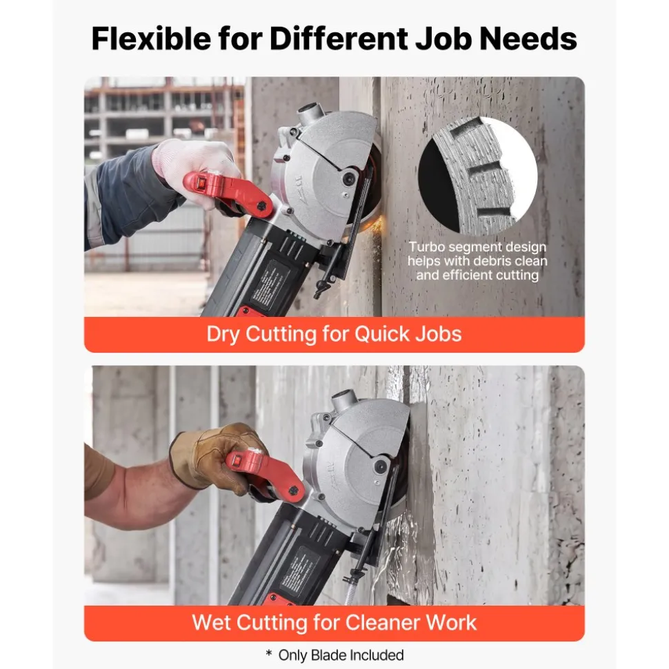 VEVOR Diamond Blades 6.3 inch, 5-Pack Wall Chaser Saw Blade Cutting Blade, 0.87 in Arbor, High-Hardness Diamond Segments, 65Mn Steel Core, Dry Wet Cutting, Clean Edges for Concrete Brick Stone Cement