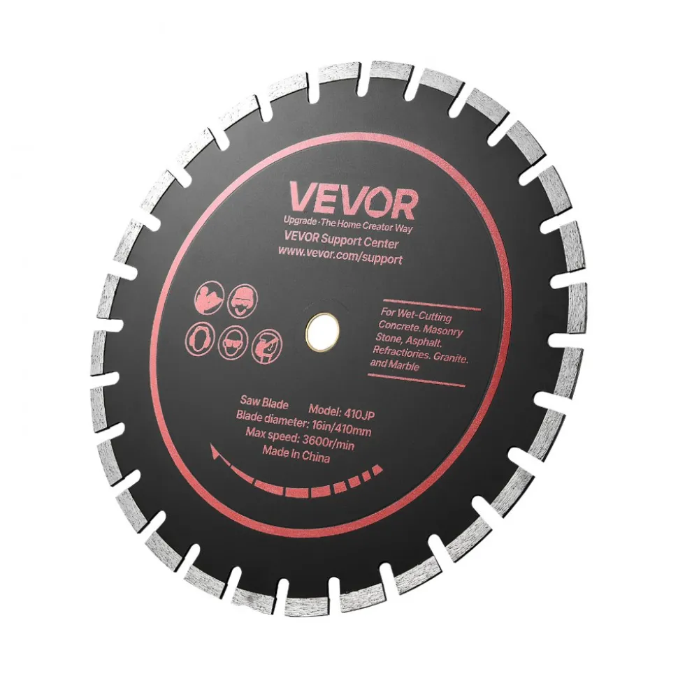 VEVOR Diamond Blades 16 inch, 3-Pack Concrete Saw Blade Set, 1 in Arbor, High-Hardness Diamond Segments, 65Mn Steel Core, Dry Wet Cutting, Clean Edges for Concrete, Masonry, Brick, Stone, Granite