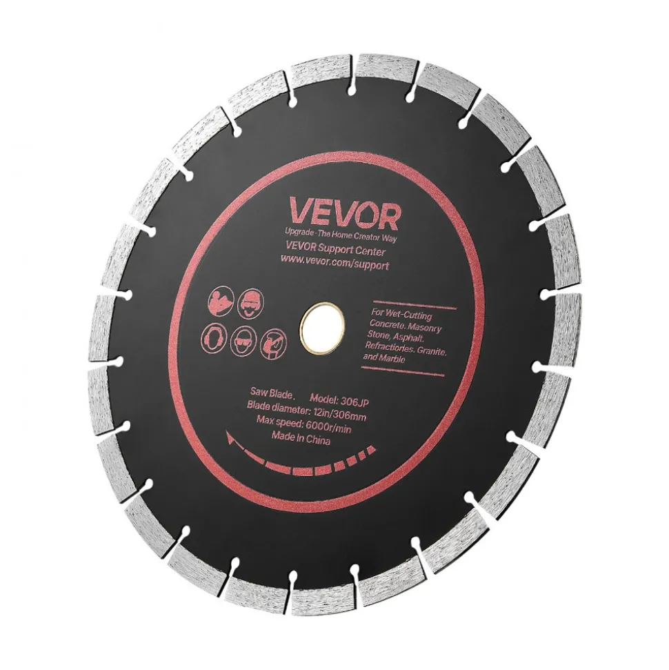 VEVOR Diamond Blades 12 inch, 3-Pack Concrete Saw Blade Set, 1 in Arbor, High-Hardness Diamond Segments, 65Mn Steel Core, Dry Wet Cutting, Clean Edges for Concrete, Masonry, Brick, Stone, Granite