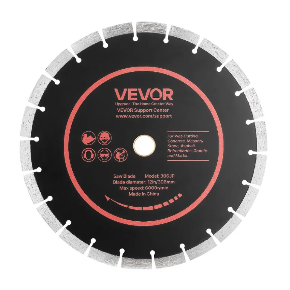 VEVOR Diamond Blades 12 inch, 3-Pack Concrete Saw Blade Set, 1 in Arbor, High-Hardness Diamond Segments, 65Mn Steel Core, Dry Wet Cutting, Clean Edges for Concrete, Masonry, Brick, Stone, Granite
