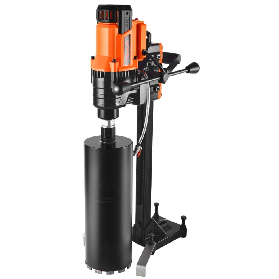 VEVOR Diamond Core Drilling Machine, 0.8-8 in Drilling Diameter, Stand-Mount Dry and Wet Concrete Core Drill Rig with 8 Drill Bits, 800 RPM Speed, UNC1 1/4-7 Thread, for Concrete Brick Stone, 3000W