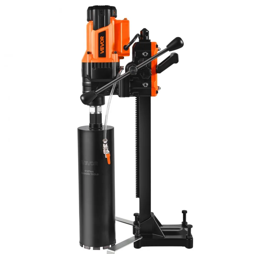 VEVOR Diamond Core Drilling Machine, 0.8-8 in Drilling Diameter, Stand-Mount Dry and Wet Concrete Core Drill Rig with 8 Drill Bits, 800 RPM Speed, UNC1 1/4-7 Thread, for Concrete Brick Stone, 3000W
